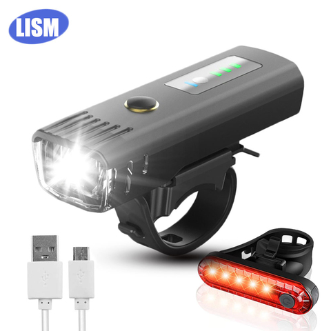 LISM-luz delantera de la bicicleta de inducción inteligente, faro LED con USB, antideslumbrante, IPX5, 4 modos, linterna de 1500mAh ► Foto 1/6