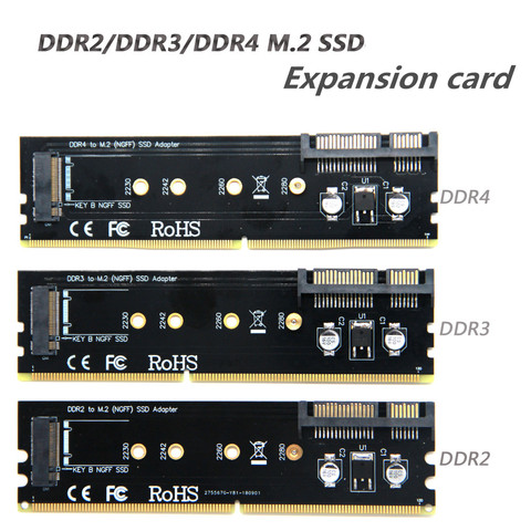 M2 SSD DDR2 3 4 adaptador DDR2 a M2 SSD tarjeta elevador M2 NGFF B conector de llave SATA Power 7Pin SATA Puerto conectar placa base ► Foto 1/1