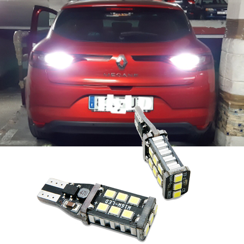 2 uds 921 912 W16W T15 LED Error libre bombillas de luz de marcha atrás de respaldo de coche para protector antipolvo para Renault Megane 2 3 Logan Clio 4 Captur escénica ► Foto 1/6