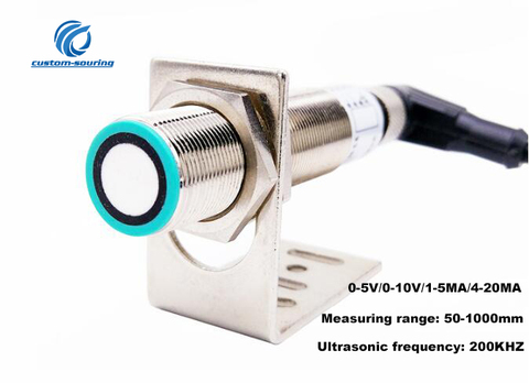 Sensor de distancia ultrasónico M18 de alta precisión sensor analógico 0-5 V/0-10 V/1-5MA/4-20MA detector de movimiento sensor de proximidad ► Foto 1/6