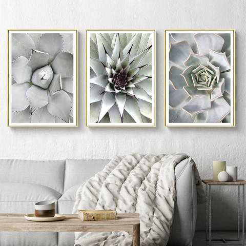 Verde Hoja de la planta Tropical impresión suculenta cuadro sobre lienzo para pared cuadro de estilo nórdico para la sala de casa moderna decoración ► Foto 1/6