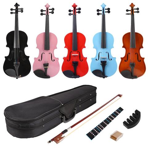 1/8 férula brillante acústica violín con colofonia caso arco Kits de silenciador brillante violín conjunto para ejercicios Musical amante estudiante ► Foto 1/6