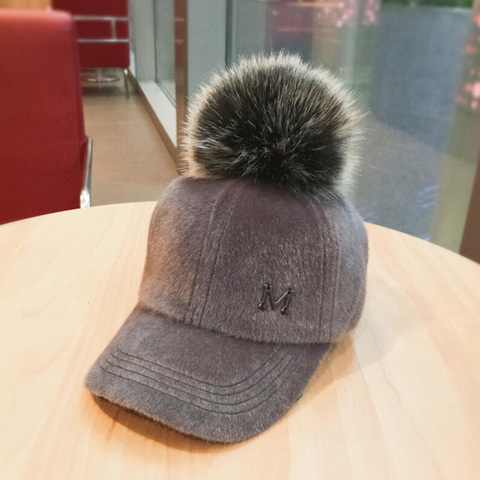Gorra de béisbol gruesa para mujer, gorro de béisbol grueso con letras M, gorros de hueso curvo, ajustable, vintage, lavados ► Foto 1/6