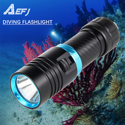 Luz amarilla a prueba de agua IPX8, linterna subacuática para buceo de 80M, XM-L2, luz LED blanca ► Foto 1/6