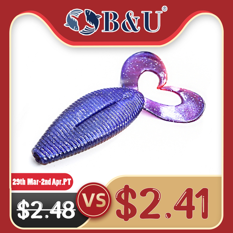 B & U-Señuelos de Pesca de Spiron Twin, 100mm, parte trasera curvada Artificial, cebos blandos, sábalo de silicona, gusano, bajo, leurre souple ► Foto 1/6