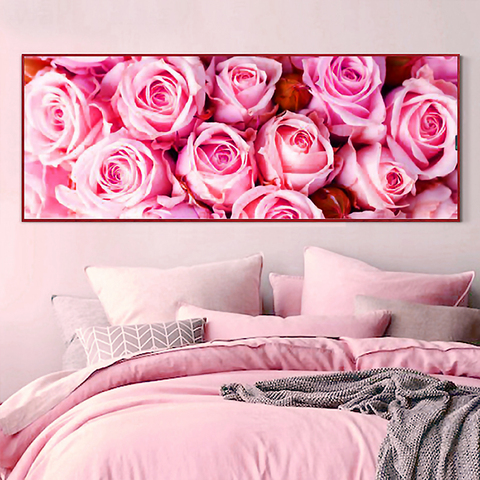 Cabeza de cama decoración rosa Diy punto de cruz diamante pintura completo cuadrado taladro redondo 5d diamante bordado arte mosaico decoración del hogar ► Foto 1/6