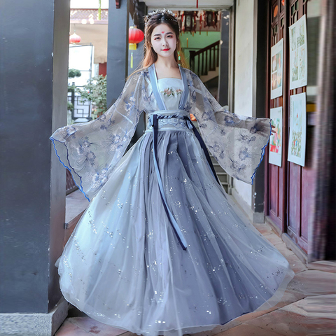 Disfraz tradicional chino Hanfu para mujer, ropa de baile de la dinastía Han, disfraz de hada Oriental, traje de Príncipe antiguo ► Foto 1/6