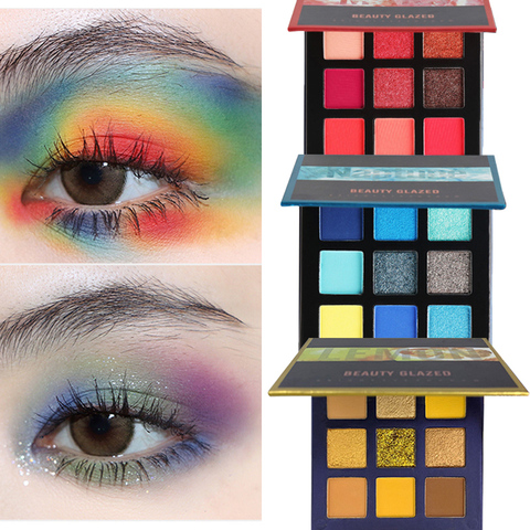 Beauty Glazed-paleta de sombras de ojos con brillo, Maquillaje sombra de ojos mate, polvo de sombra de ojos con diamantes brillantes, maquillaje pigmentado ► Foto 1/6