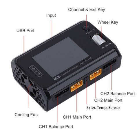 ToolkitRC-Mini cargador de doble canal M6D 15Ax2 DC, descargador para salida 1-6s Lipo LiHV Lion NiMh Pb, comprobador de celdas ► Foto 1/5