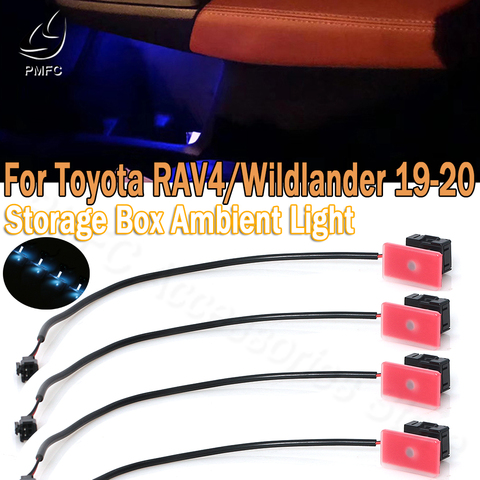 PMFC atmósfera lámpara del coche luz de ambiente Interior de almacenamiento de la puerta caja de luz hielo azul/64 colores para Toyota RAV4/Wildlander 2022-2022 ► Foto 1/6