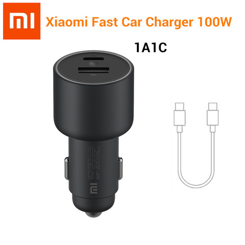 Xiaomi-cargador de coche Xiaomi Mi de 100W, carga rápida 1A1C, dispositivo inteligente de USB-A de doble puerto, USB-C, totalmente Compatible con pantalla de efecto de luz ► Foto 1/6