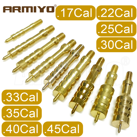 Armiyo .17Cal .22Cal .25Cal .27Cal .30Cal .338Cal .357Cal .40Cal .45Cal Limpieza de pistola de latón sólido lanza puntiaguda depósitos de carbono ► Foto 1/6