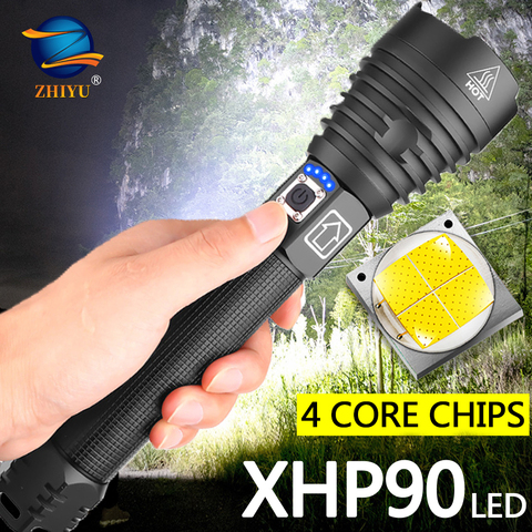 ZHIYU-linterna LED XHP90 Linterna potente XHP50, recargable por USB, gran capacidad, batería 26650, luces de Camping impermeables ► Foto 1/6