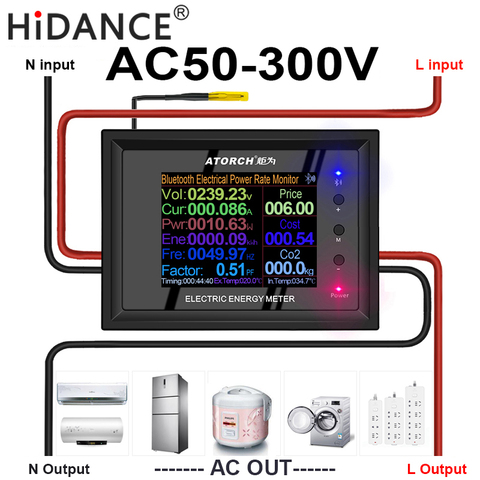AC Metro 30A/100A Digital de tensión app Indicador de energía de la energía amperímetro del voltímetro de la actual amperios de wattmeter tester detector ► Foto 1/6