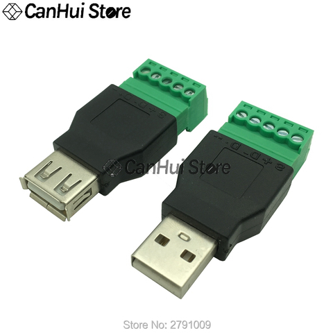 Uds USB hembra/macho a conector de tornillo conector USB con escudo conector USB 2,0 macho/hembra Jack USB hembra a terminal de tornillo ► Foto 1/6