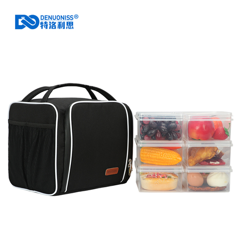 DENUONISS-bolsa térmica para el almuerzo, refrigerador portátil para el gimnasio, bolsa grande para aperitivos, bolsas de pícnic isotérmicas para comida ► Foto 1/6