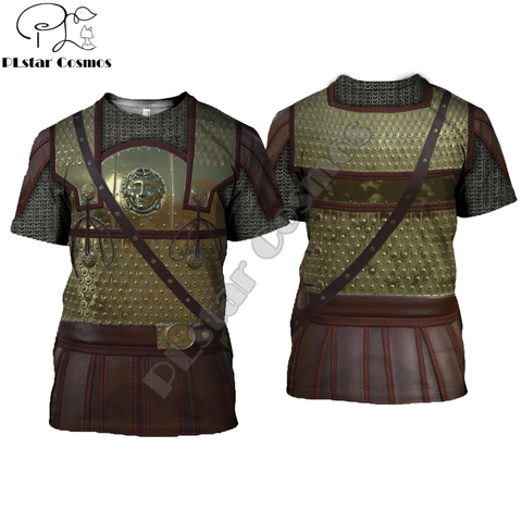 Camiseta con estampado 3D de armadura Medieval griega, camisa de manga corta Harajuku de verano, informal, para caballeros de la calle, Unisex, DW0045 ► Foto 1/6