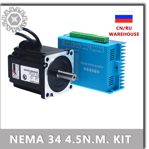 Motor paso a paso 86 Nema 34, servomotor 86HSE4.5N + HBS86H, paso a paso de bucle cerrado, 4,5nm, Nema34 86, circuito cerrado híbrido, 2 fases. ► Foto 1/6