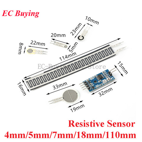 Sensor de presión de película delgada resistiva resistencia sensible a la fuerza Flexible módulo convertidor de celdas de carga 4/5/7/18/110mm para Arduino ► Foto 1/6