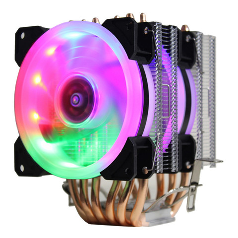 3/4PIN RGB LED CPU enfriador 6-Heatpipe Dual Tower 12V 9cm 2-ventilador refrigeración disipador radiador para LGA 1150/1151/1155/1156/775/1366 AMD ► Foto 1/6