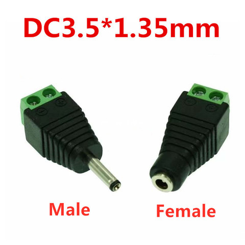 Conector de clavija de corriente continua macho y hembra, 3,5x1,35mm, mm x 1,35 3,5mm, no necesita soldadura, adaptador de CC para CCTV de 12V y 24V, 10 Uds. ► Foto 1/3