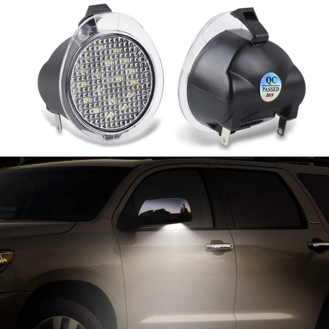 2 uds blanco diamante LED lado bajo espejo charco de luz para Toyota Tundra 07-18 Sequoia 08-17 Canbus Error gratuito impermeable ► Foto 1/6