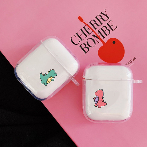 Funda bonita con dibujos de dinosaurios para Apple AirPods 2 1, funda protectora suave y transparente con patrón de animales, caja de carga ► Foto 1/6