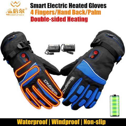 Liquidación 4000MAH guantes de calefacción eléctrica inteligente, impermeable Li-Batería de doble cara auto-calentado 4 dedos/Palma/mano espalda esquí guantes ► Foto 1/6