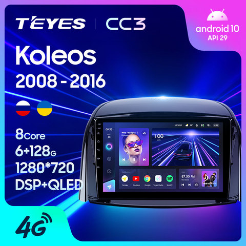 TEYES CC3-reproductor Multimedia de vídeo y Radio para coche, navegador estéreo, GPS, Android 10, No 2din, dvd, para Renault Koleos 2009-2016 ► Foto 1/6