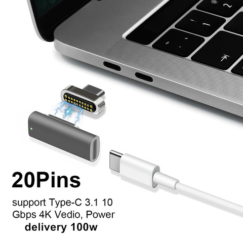 Adaptador USB C tipo magnético, soporte PD cargador y transmisión de datos (10Gbp/s), USB 3,1 tipo-c Power Delivery carga rápida PD100W ► Foto 1/6