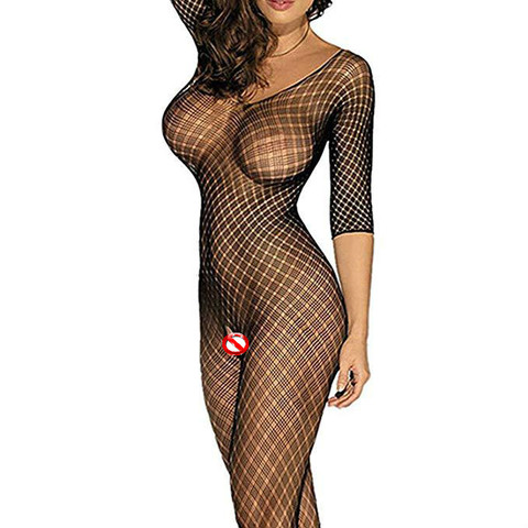Wontive-Body Sexy de red para mujer, ropa sexual, mono de la entrepierna abierta, medias de malla, lencería calada, disfraces ► Foto 1/6