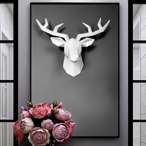 Home Wall Decor 3D Deer Statue Sculpture 34x28x14cm Animal Figurine Living Room Decoration Accessories Modern Decorative Art ► Foto 1/6