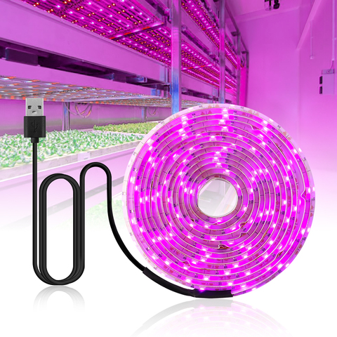 Luz LED de cultivo de espectro completo, tira de luz USB de 2835 lámparas LED de Fito para Lámpara de cultivo de plantas hidropónico de semillas de flores de interior ► Foto 1/6