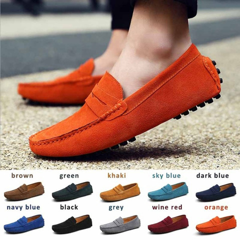 Zapatos casuales de los hombres de la moda zapatos de cuero genuino de los hombres mocasines Slip on hombres pisos zapatos de hombre para conducir 2022 nuevo ► Foto 1/6