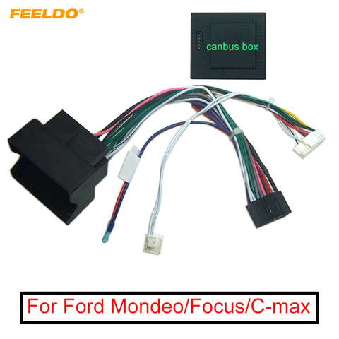 Adaptador de Cable de Audio estéreo para coche, arnés de cableado de energía Android de 16 pines con caja Canbus para Ford Mondeo 07-10/Focus 07-11/C-MAX 07-10 ► Foto 1/6