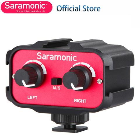 Saramonic micrófono universal Adaptador de audio CON MEZCLADOR estéreo y Dual Mono 3.5mm entradas para Canon Nikon DSLR Cámara videocámara ► Foto 1/1