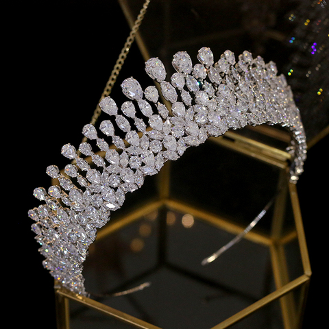 Tiara en forma de gota de cristal, tocado, accesorios para el cabello de boda, corona, joya de diadema, accesorios de boda ► Foto 1/6