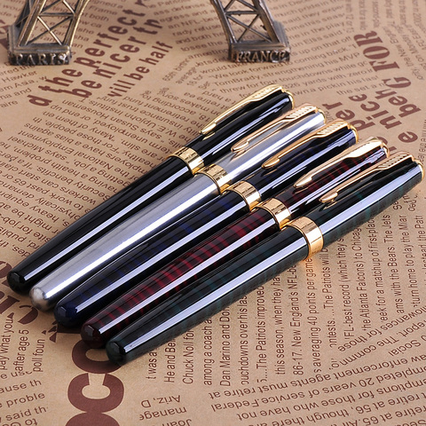 Promoción, venta al por mayor, 5 unids/set Baoer 388, pluma estilográfica de lujo con Clip dorado, colores variados, juego de bolígrafos de tinta metálica con punta de 0,5mm para regalo de Navidad ► Foto 1/6