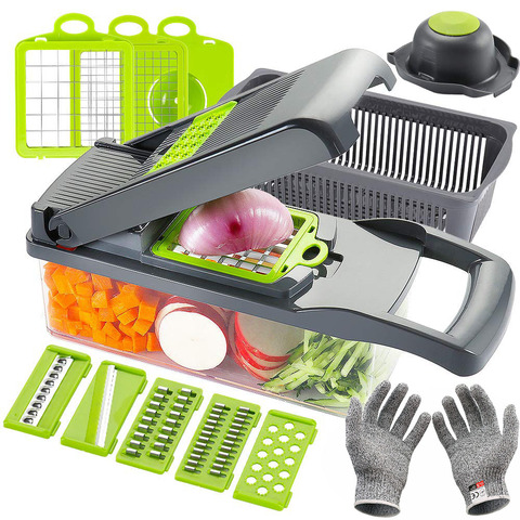 Cortador de verduras con guantes, mandolina ajustable, accesorios de herramientas de cocina ► Foto 1/6