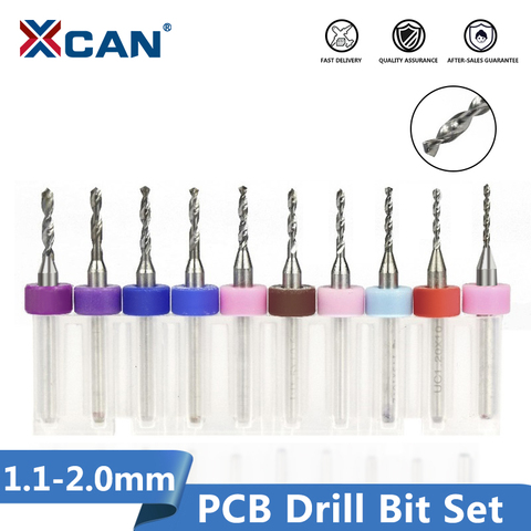 XCAN, 10 Uds., 1,1mm-2,0mm, brocas de importación de carburo de placa de circuito impreso, placa de circuito impreso, Mini juego de brocas CNC, broca de grabado PCB ► Foto 1/5