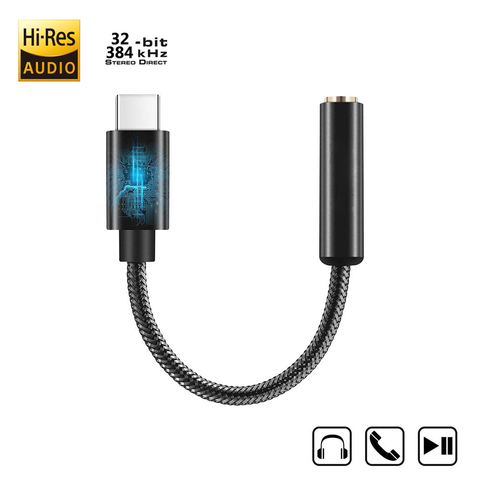 Adaptador de amplificador de alta resolución USB DAC tipo C a 3,5mm para auriculares, Hifi, para Google Pixel 4 Surface Pro 7 Note 10 2012 iPad Pro ► Foto 1/6