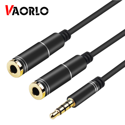 VAORLO-Cable de Audio auxiliar de 1 a 2, 3,5 MM, adaptador divisor de Cables de extensión para auriculares, para iphone, PC, MP3, MP4, iPad, altavoz para auriculares ► Foto 1/6