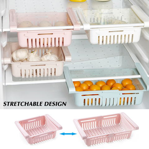 Organizador para nevera ajustable y extensible, cajón, cesta, cajones extraíbles, estante de almacenamiento para más espacio ► Foto 1/6