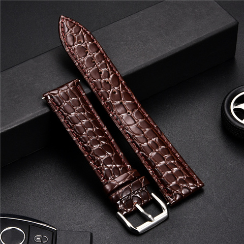 Cocodrilo diseño de piel de becerro suave correa de reloj de cuero reloj de mm 16mm 18mm 20mm 22mm 24mm pulsera para los hombres de la banda de muñeca ► Foto 1/6