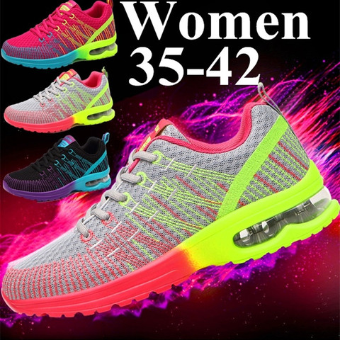 Zapatillas deportivas informales para mujer, zapatos de malla transpirables, ligeros, con cojín de aire, a la moda ► Foto 1/6