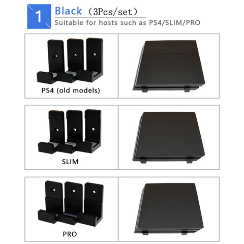 3 unids/set para PS4 Slim Pro soporte de 3D imprimir controlador de pared titular de soporte de la consola anfitrión Rack juego de montaje para almacenamiento de accesorios ► Foto 1/6