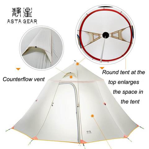 Asta Gear-casa de montaña para actividades de equipo espacial, tienda de campaña ultraligera para 6 personas, tienda de pirámide sin poste de trekking ► Foto 1/6