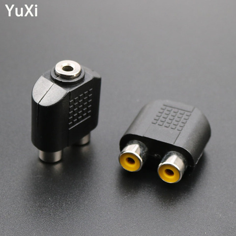 YuXi hembra de 3,5mm a 2 RCA hembra Adaptador de Audio para el altavoz de la computadora del auricular del Auricular Estéreo divisor auxiliar conector ► Foto 1/6