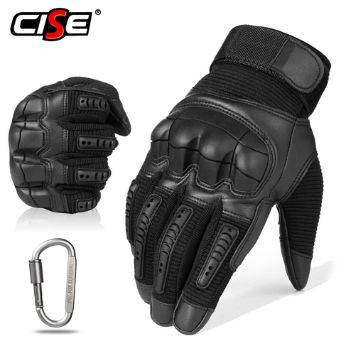 Guantes de cuero para motocicleta con pantalla táctil para hombre, equipo táctico para Motocross, equipo de protección para motociclista, guante de dedo completo para carreras ► Foto 1/6