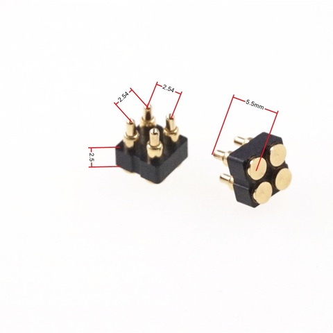 5 uds primavera cargado conector Pin Pogo 4 posición 2x2 pines 2,54mm red paso SMT 5,5mm altura de doble fila de superficie de montaje en PCB ► Foto 1/6